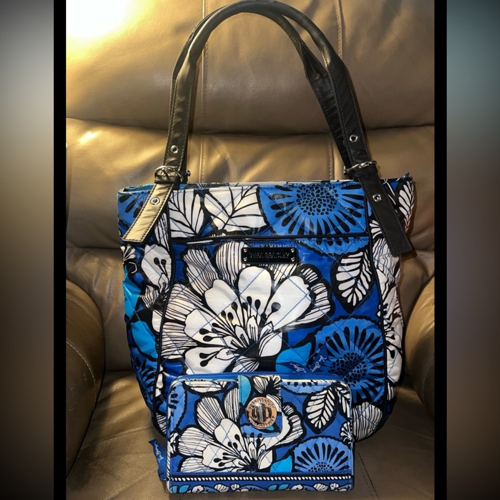 Bundle of Vera Bradley Bayou Blue Tote and Wallet